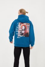 UNISEX "Top Notch" Oversized Mona Lisa Hoodie in Petrol Blue - Image 2
