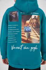 UNISEX VAN GOGH Oversized Hoodie in Pine Green - Image 2