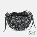 Women's Elliptical Cut Pattern Hand Bag with Keychain - Image 2