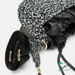 Women's Elliptical Cut Pattern Hand Bag with Keychain - Image 3