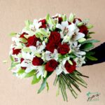Elegance in Bloom – Roses & Lilies Bouquet - Image 2