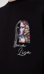 UNISEX "Top Notch" Oversized Mona Lisa Hoodie in Black - Image 3