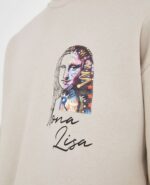 UNISEX "Top Notch" Oversized Mona Lisa Hoodie in Beige - Image 2