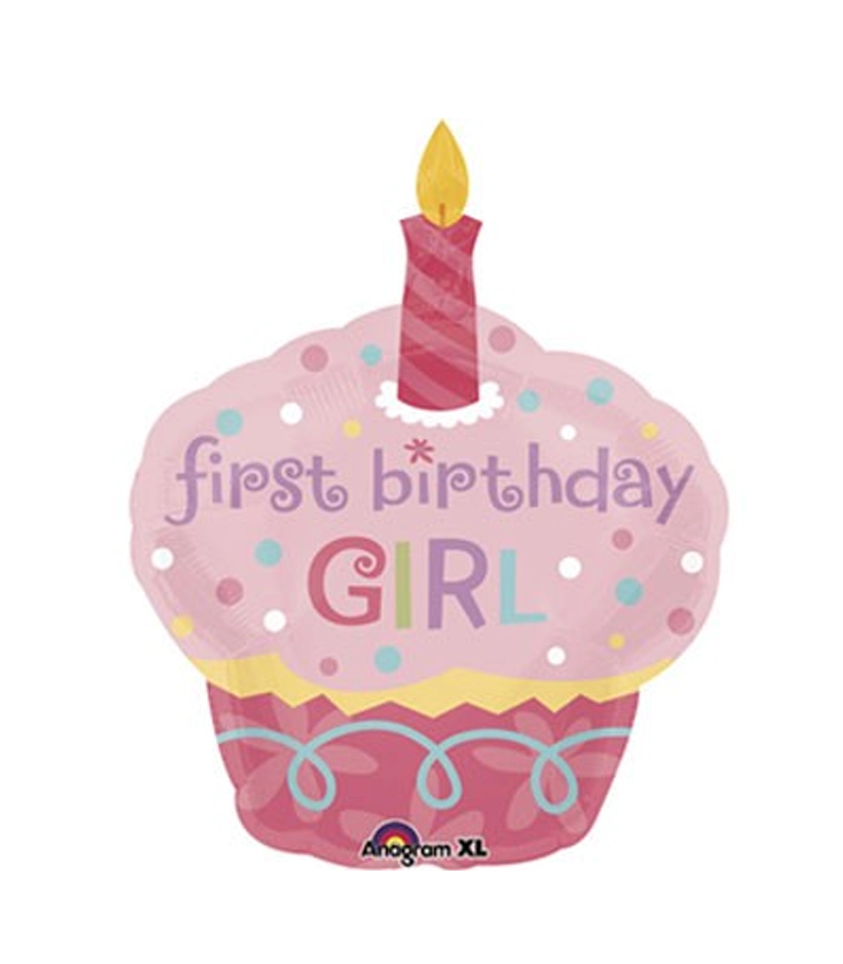First Birthday 1 First Birthday Girl Helium Balloon XL - Image 1