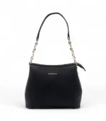Uptown Allure Trendy Black Leather Hand Bag
