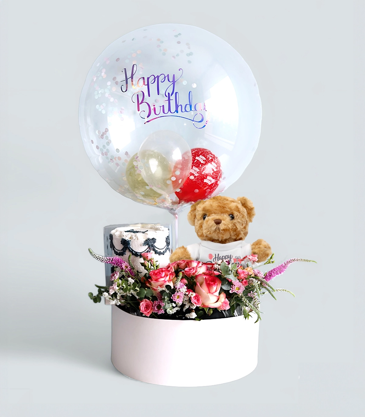 Festive Birthday Cake and Teddy Festive Birthday Bliss Bundle | Flowers & Cake - Image 1