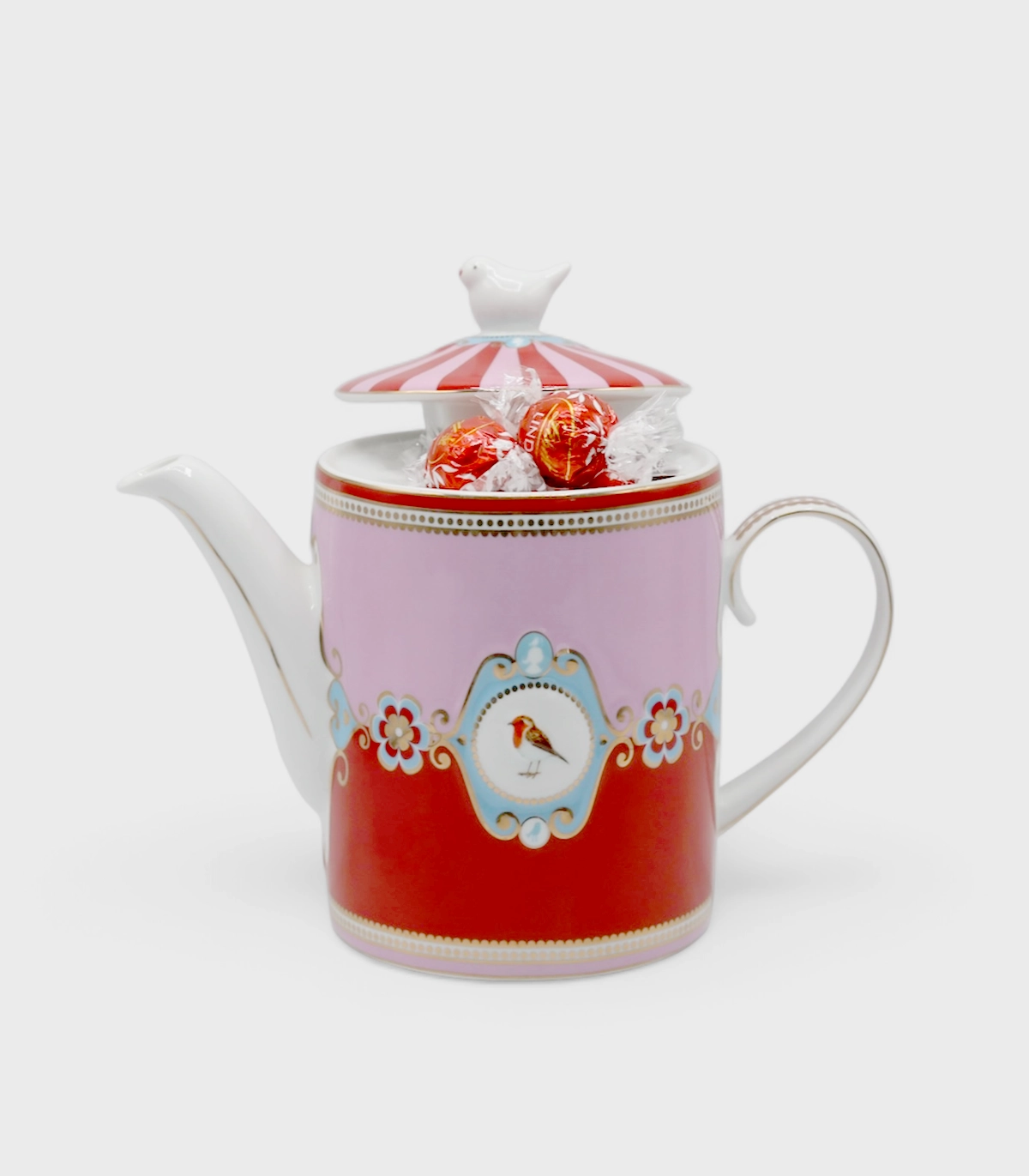 Lindt Pip Studio PIP STUDIO Porcelain Medallion Bird Teapot and Lindt Chocolate Truffles - Image 1