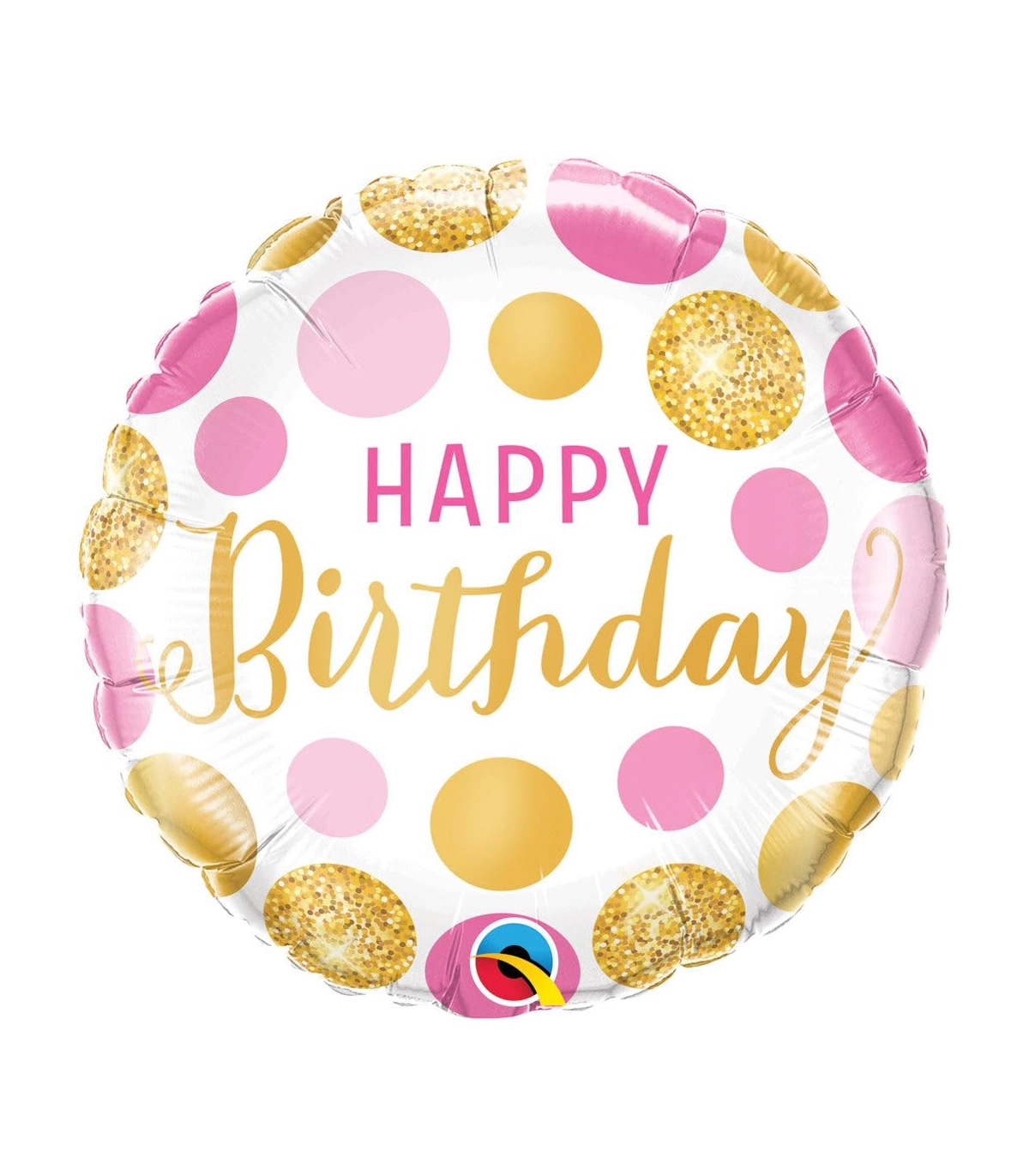 Round Birthday Pink and Gold Dots Happy Birthday Pink & Gold Dots Balloon - Image 1
