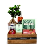 Rooted in Love: Ficus Bonsai & Black Label Gift Basket for Dad