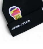 ::BR@!N-FREEZ:: Black Patch + Embroidered Beanie - Image 2