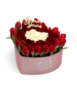 Forever, in Bloom Red Roses & Tulips Heart Box