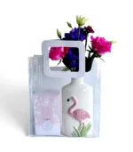 Flamingo Vase, Flowers & Yara Perfume Gift Set - Image 2