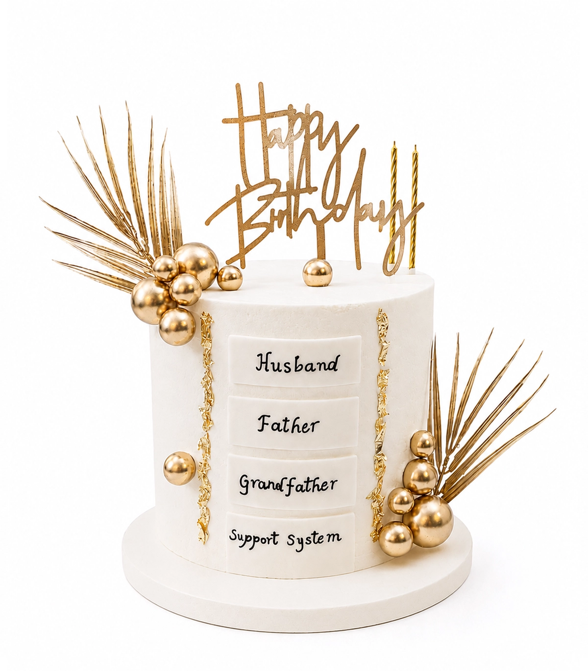 Cake for Dad Customized Words Golden Birthday Cake - Image 1